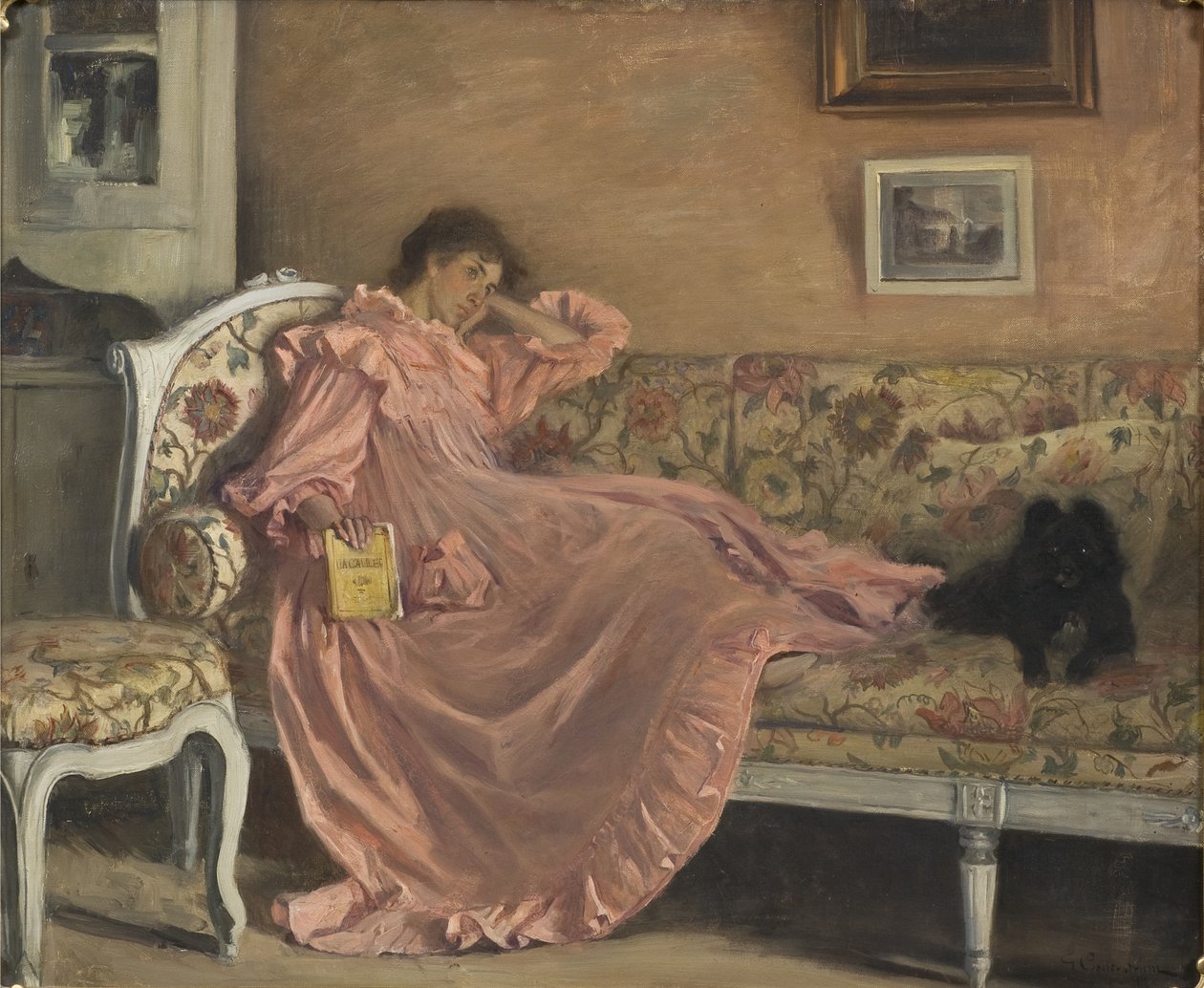 Carola a kanapén ül, 1899 alkotó: Gustaf Olaf Cederstrom