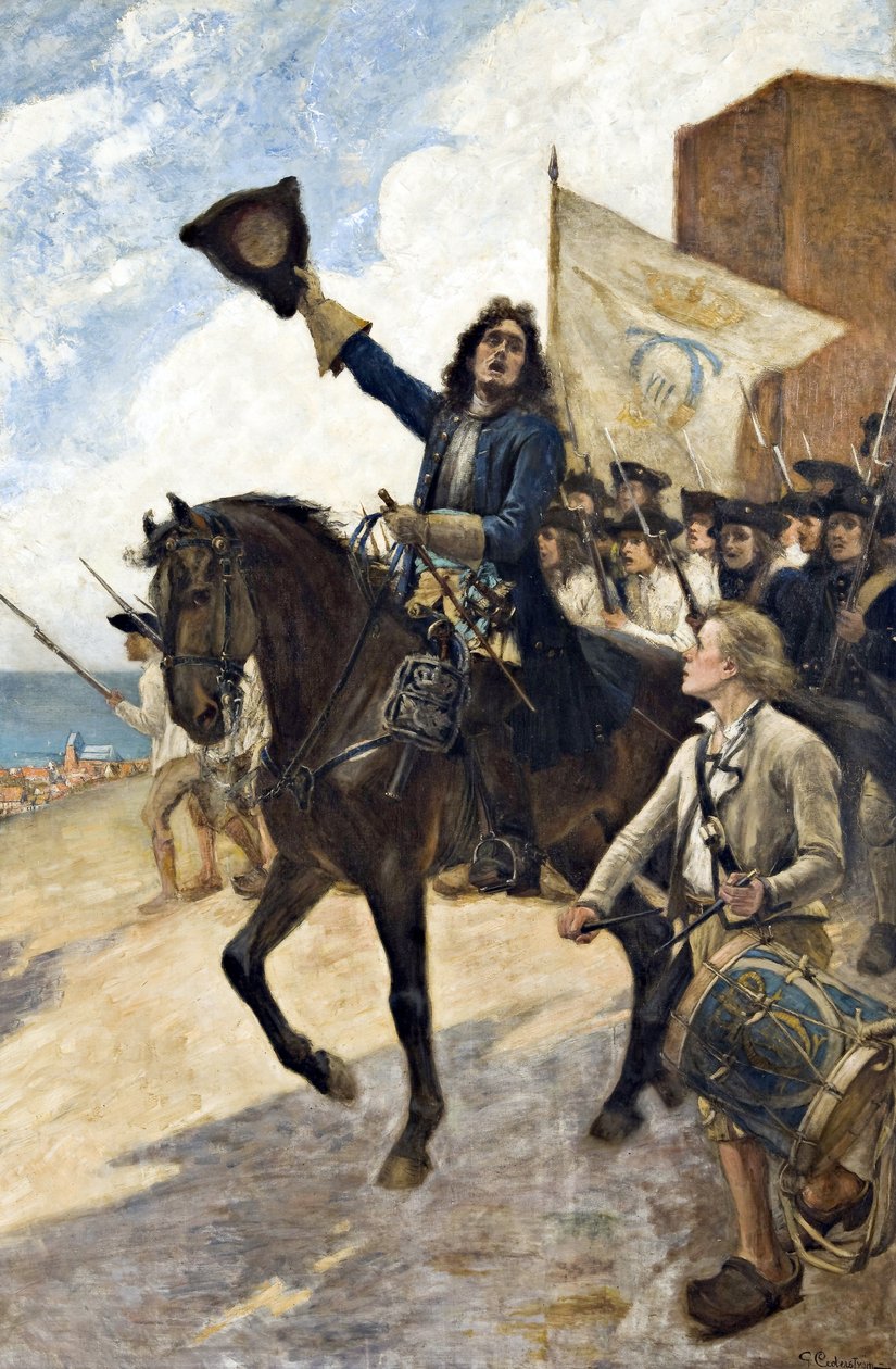 Grande guerre du Nord (1700-1721): Magnus Stenbock (1665-1717), feld marechal suedois, a la bataille de Helsinborg alkotó: Gustaf Olaf Cederstrom