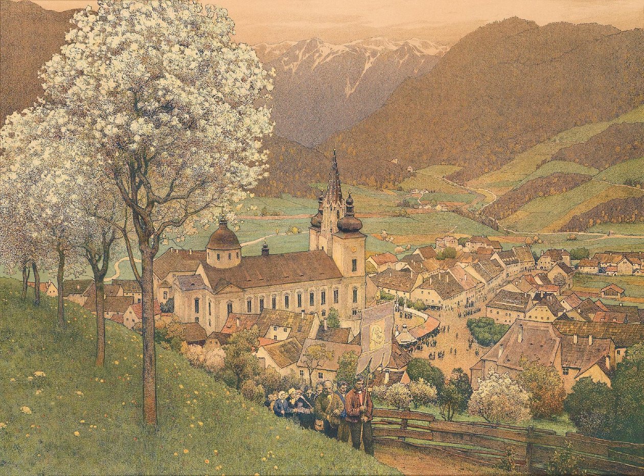Felvonulás Mariazell közelében alkotó: Gustav Jahn