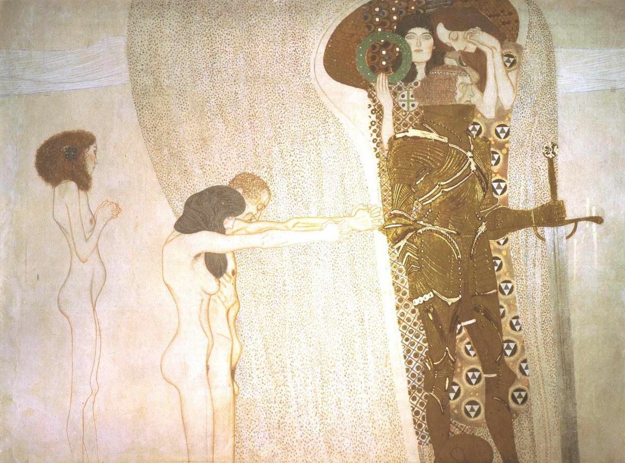 Beethoven Frieze - Sóvárgás a boldogság után alkotó: Gustav Klimt