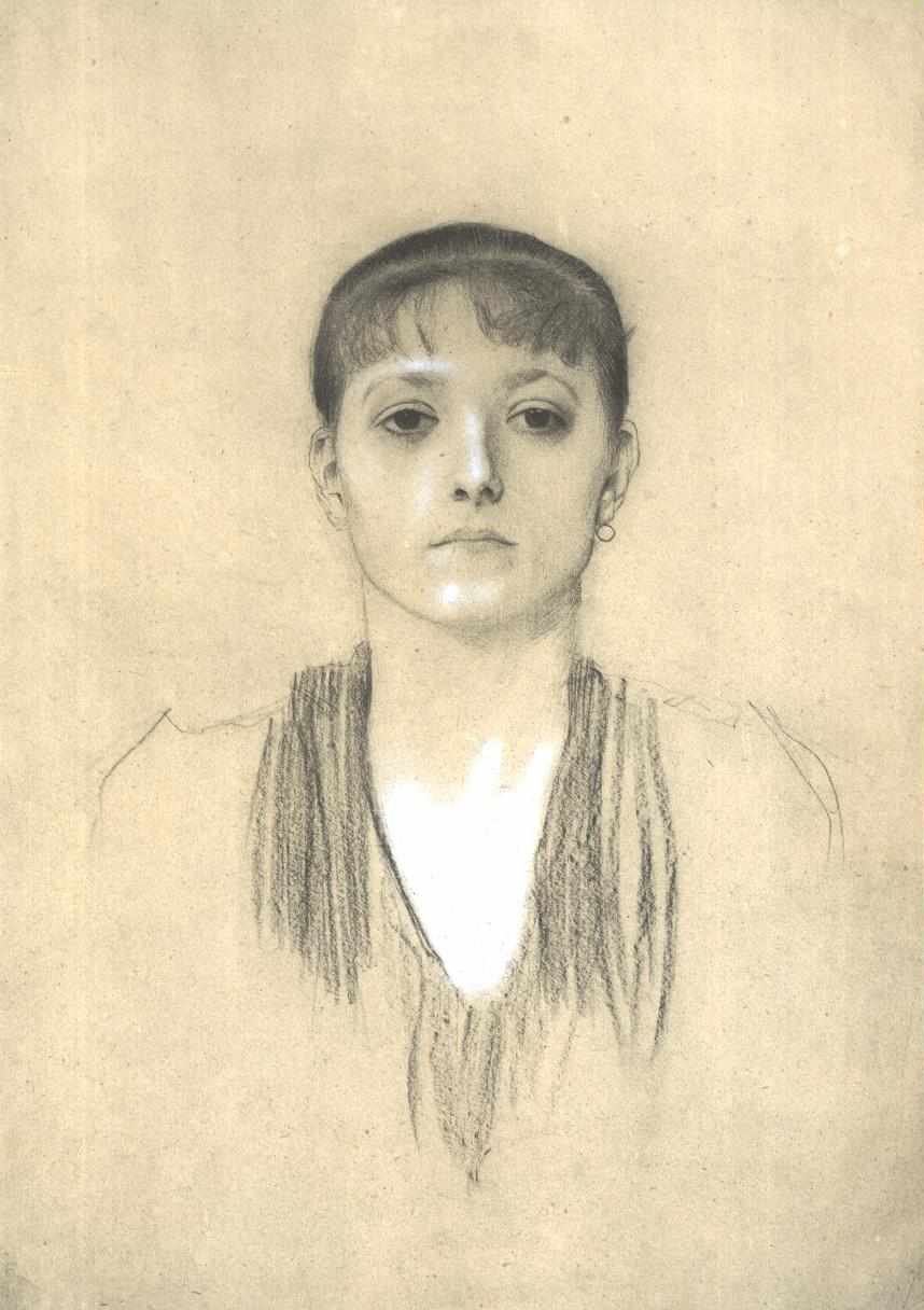 Félhosszú portré egy lányról elölről alkotó: Gustav Klimt