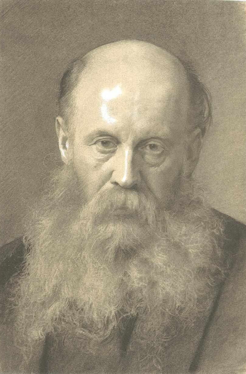 Szakállas férfi félig hosszú portréja elölről alkotó: Gustav Klimt