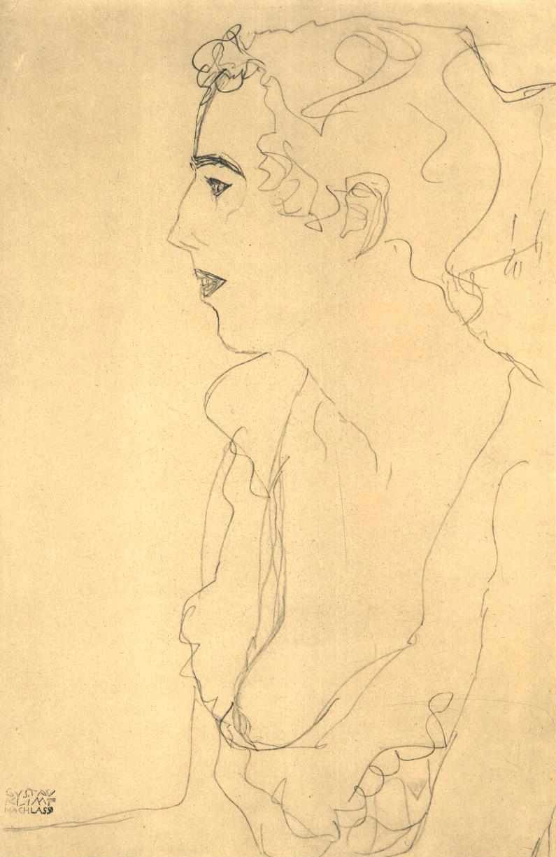 Félhosszú portré profilban balra alkotó: Gustav Klimt