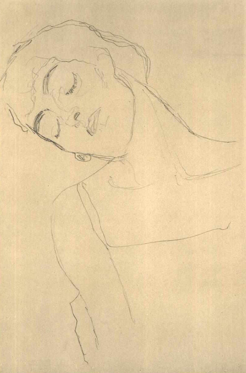 Félhosszú portré csukott szemmel alkotó: Gustav Klimt