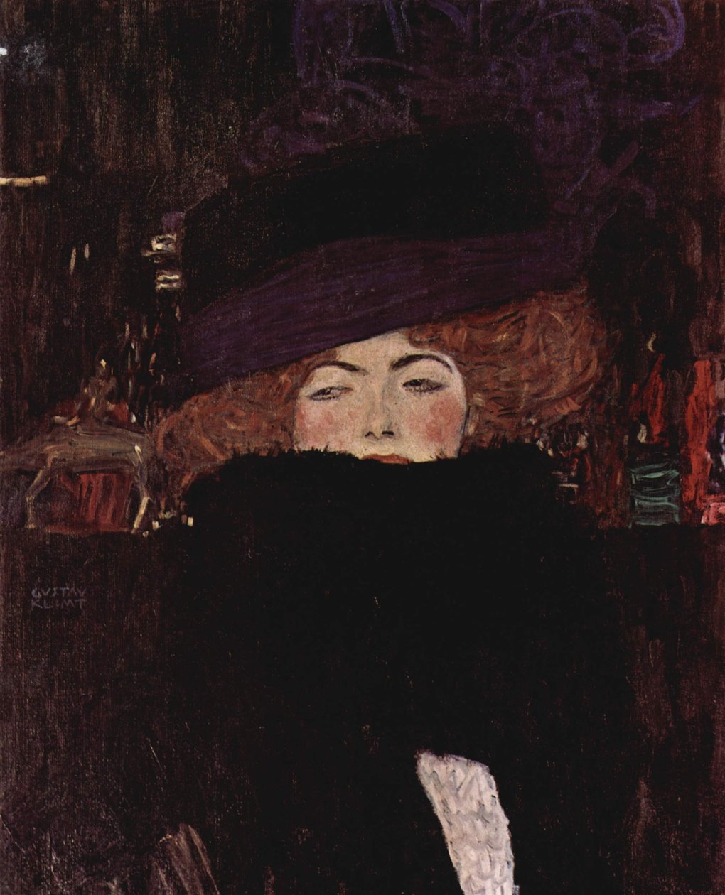 Hölgy kalap és toll boa alkotó: Gustav Klimt