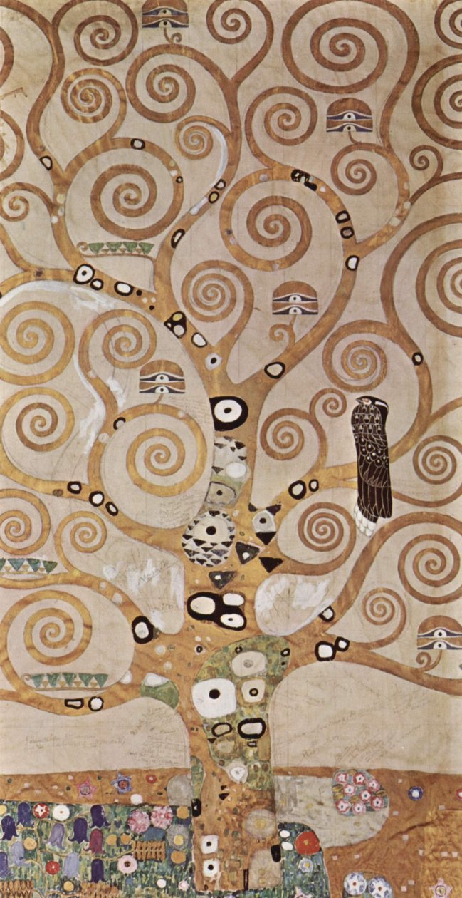 Vázlat a falifrízhez a brüsszeli Stoclet palotában, az Életfa alkotó: Gustav Klimt