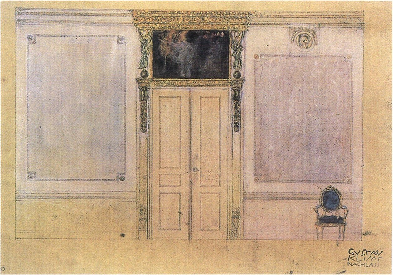 Vázlat a Palais Dumba zenei szalon kialakításához. alkotó: Gustav Klimt