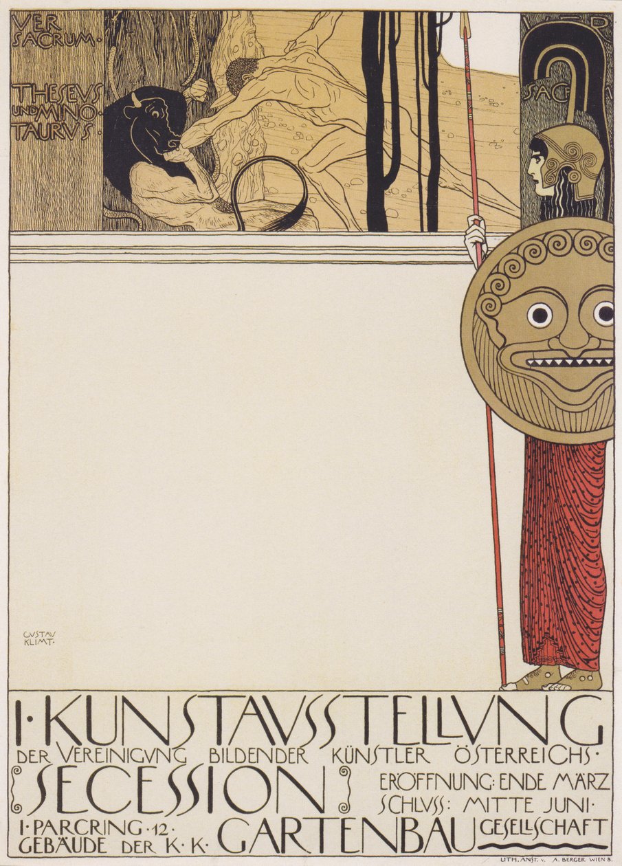 A bécsi szecesszió első kiállítási plakátja (cenzúrázott változat) alkotó: Gustav Klimt
