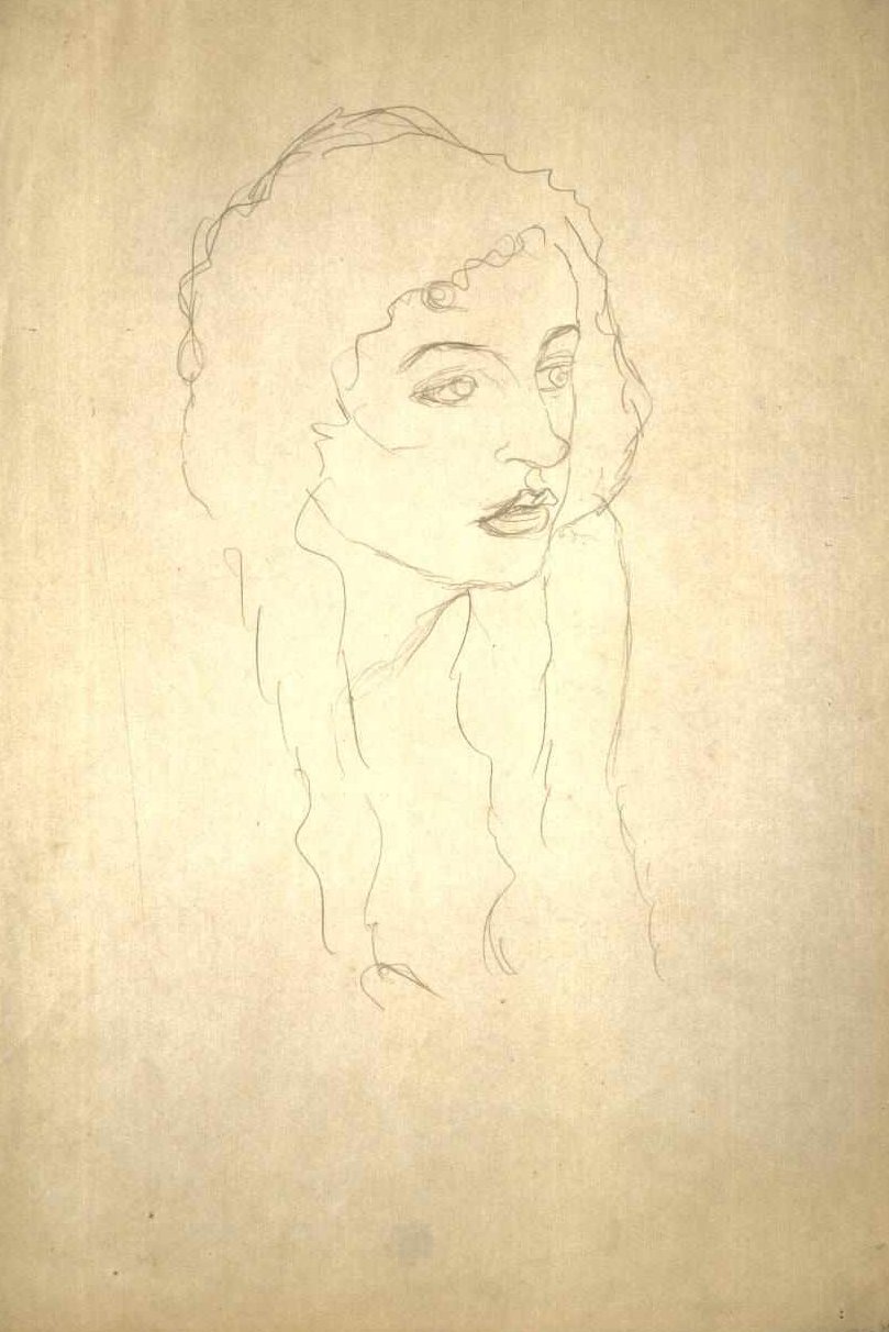 Nő feje háromnegyed profilban alkotó: Gustav Klimt