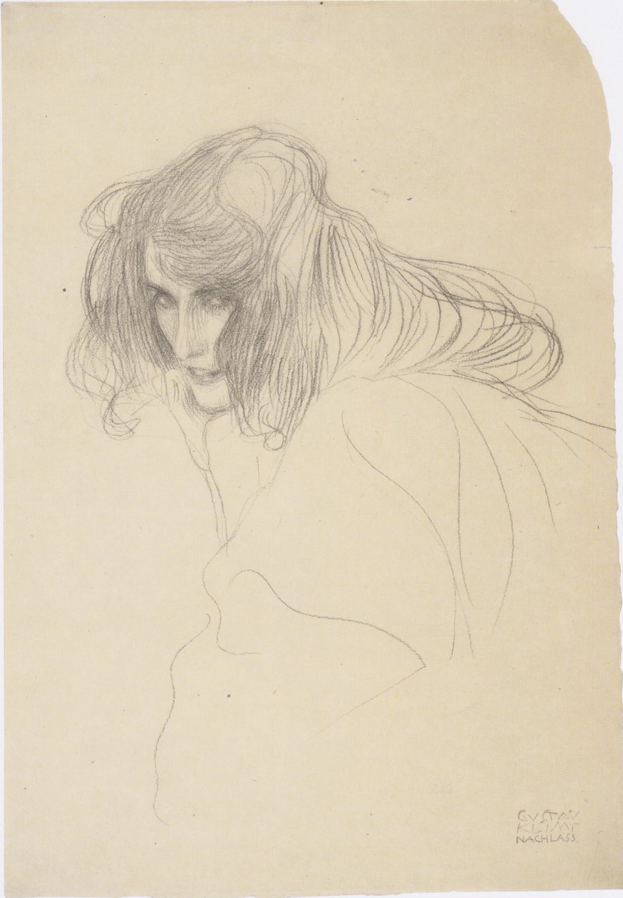 Nő feje háromnegyed profilban balra alkotó: Gustav Klimt