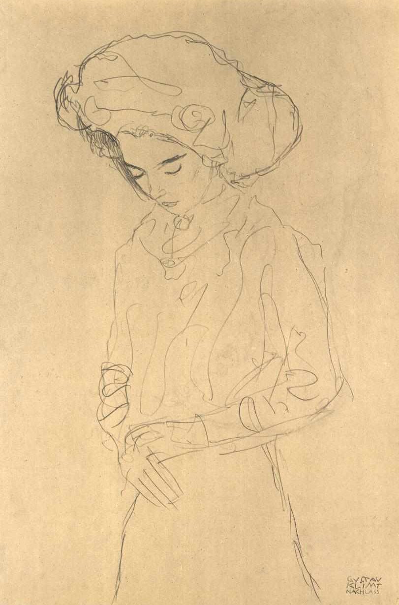 Lány lenéz alkotó: Gustav Klimt
