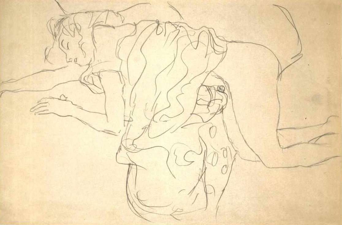 Félmeztelenül térdel balra alkotó: Gustav Klimt