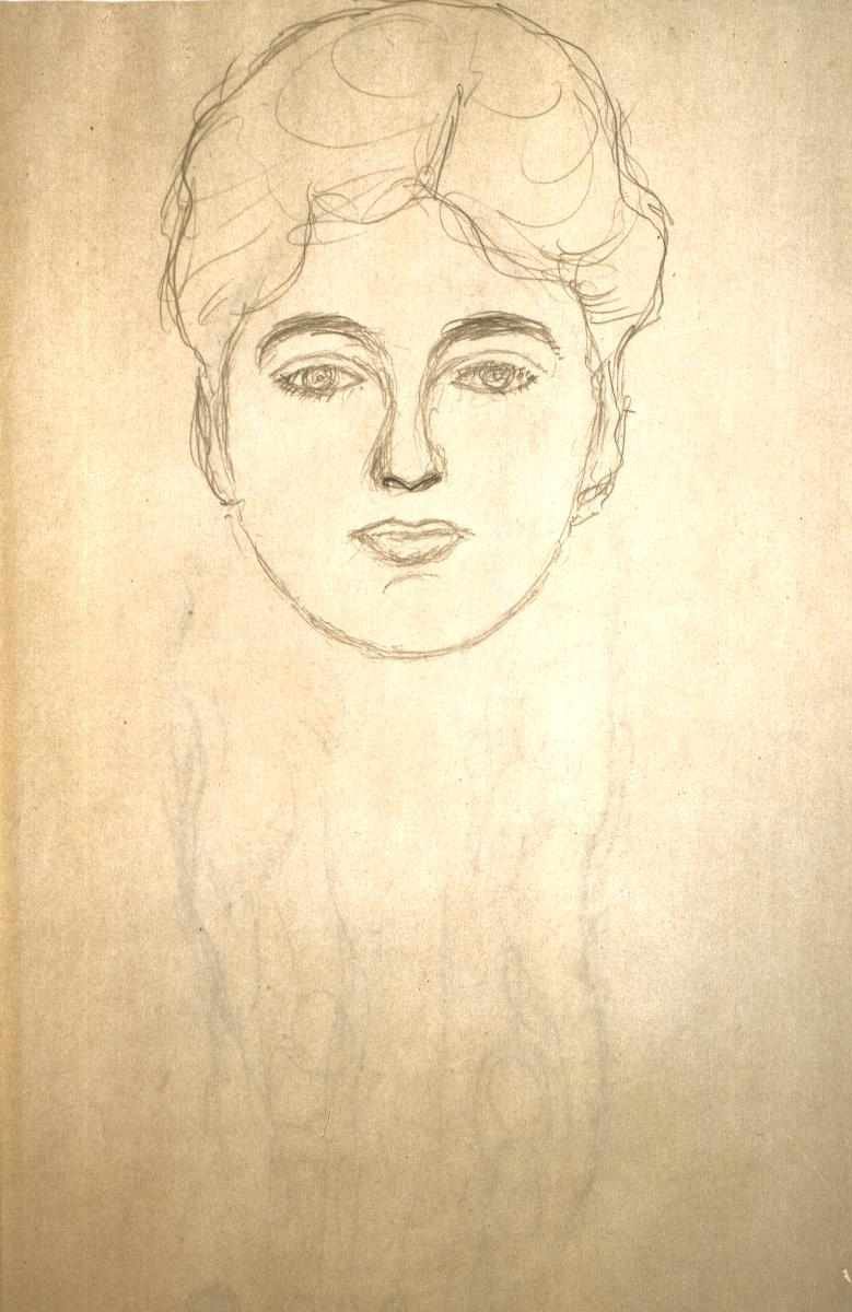 Fejtanulmány elölről alkotó: Gustav Klimt