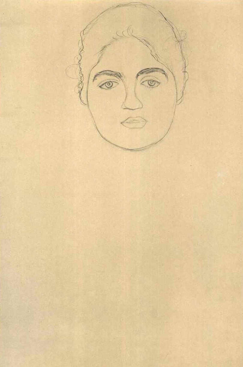 Fejtanulmány elölről 001 alkotó: Gustav Klimt