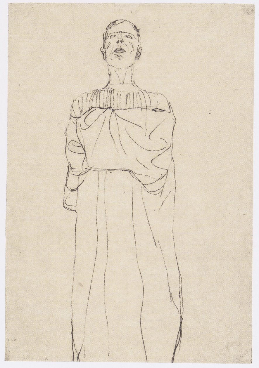 Férfi hosszú köntösben elölről alkotó: Gustav Klimt