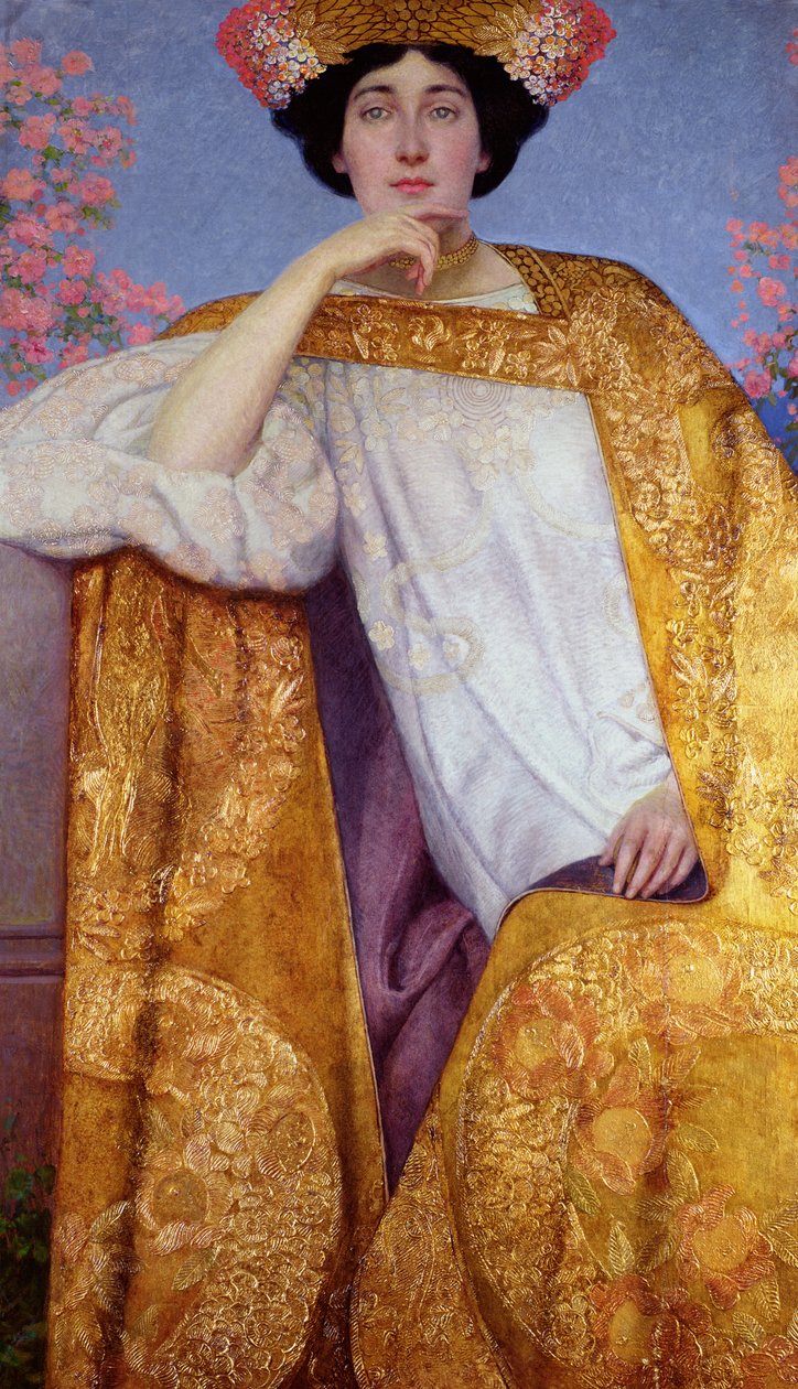 Egy aranyruhás női portré, Ernst Klimt (1864-92) Franz Matsch (1861-1942) és műterme közreműködésével festve, 1886-87 alkotó: Gustav Klimt