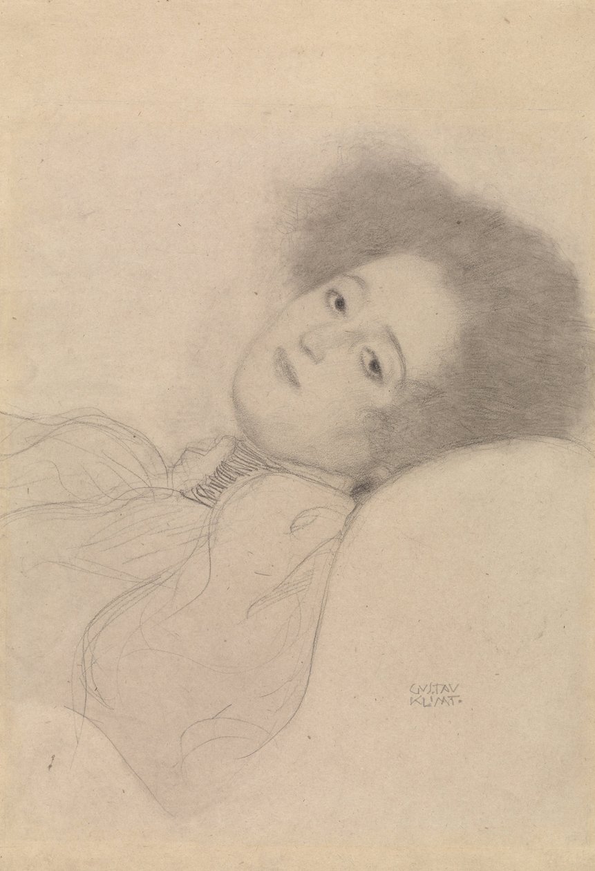 Egy fekvő fiatal nő portréja alkotó: Gustav Klimt