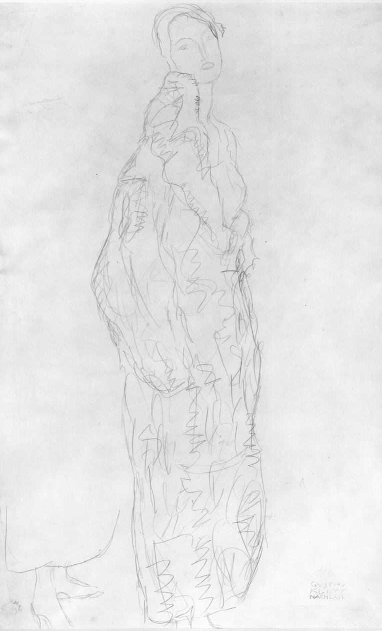Köpenyes álló hölgy, 1916 körül alkotó: Gustav Klimt