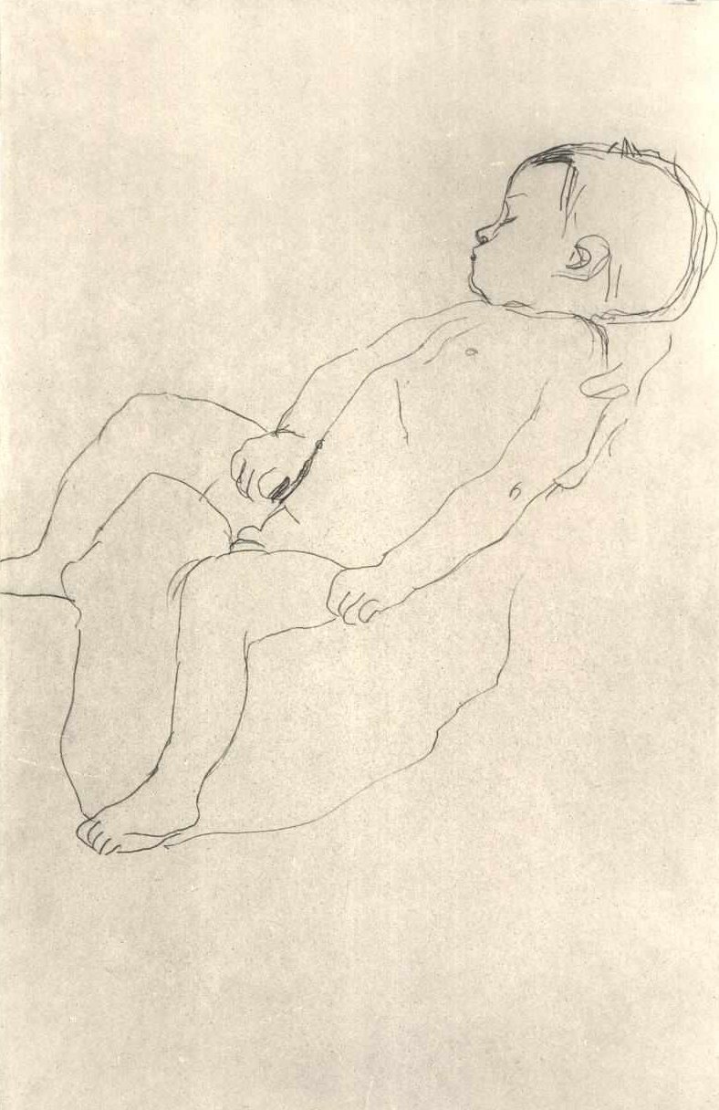 Alvó fiú balra alkotó: Gustav Klimt
