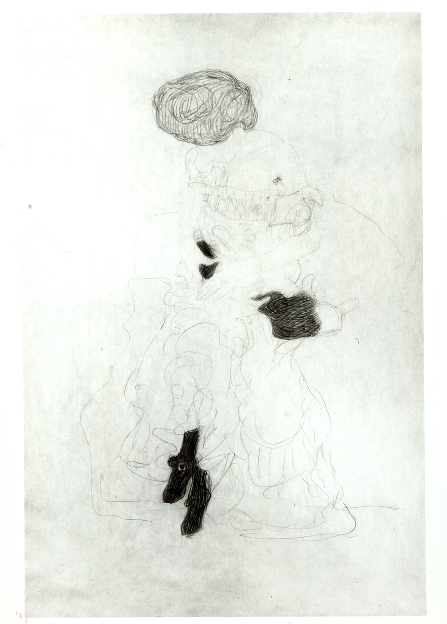 Ülő nő (ceruza fehér krétával papíron) alkotó: Gustav Klimt