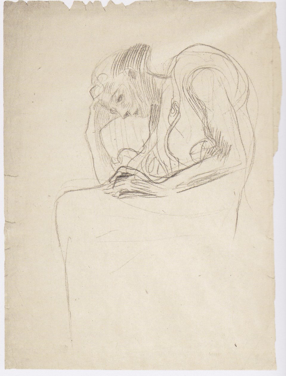 Ülő öregasszony balra, felemelt fejjel alkotó: Gustav Klimt