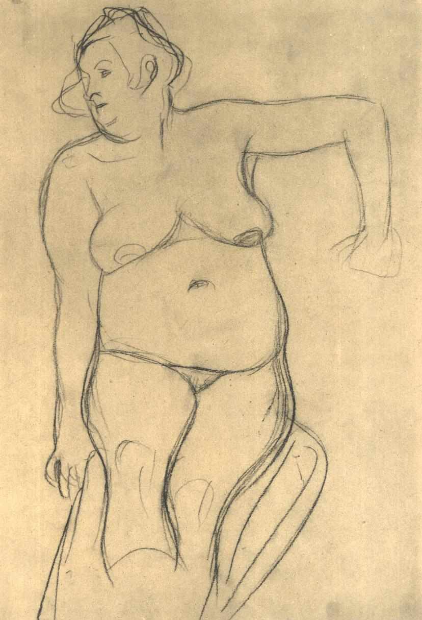 Ülő női akt elölről alkotó: Gustav Klimt