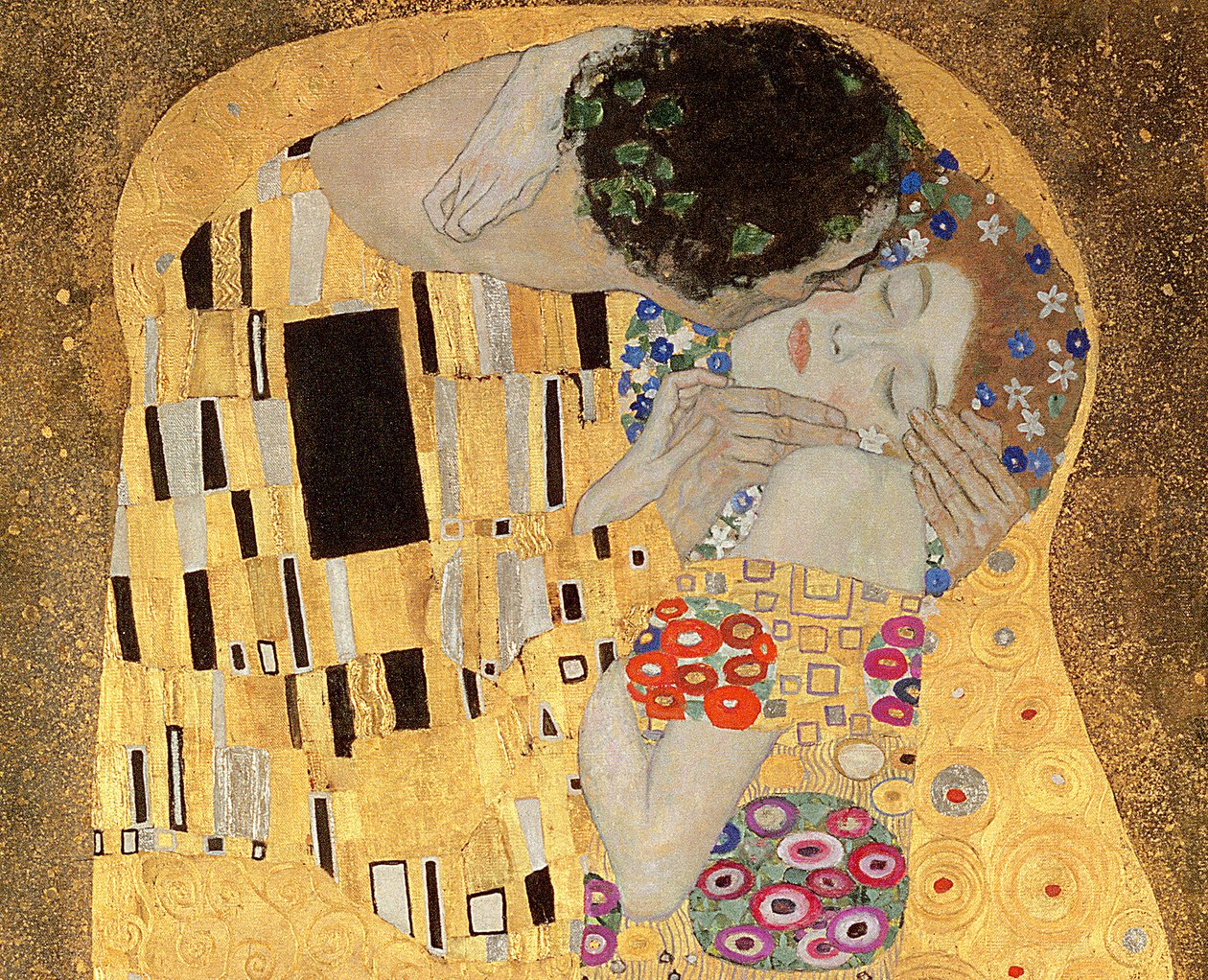 A csók, 1907-08 olaj, vászon, 601-es részlet alkotó: Gustav Klimt
