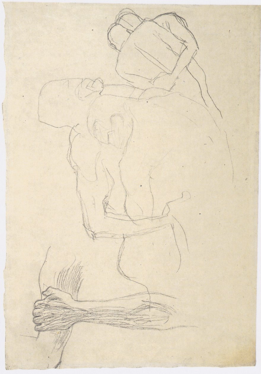 Két pár birkózó, részletes tanulmány alkotó: Gustav Klimt