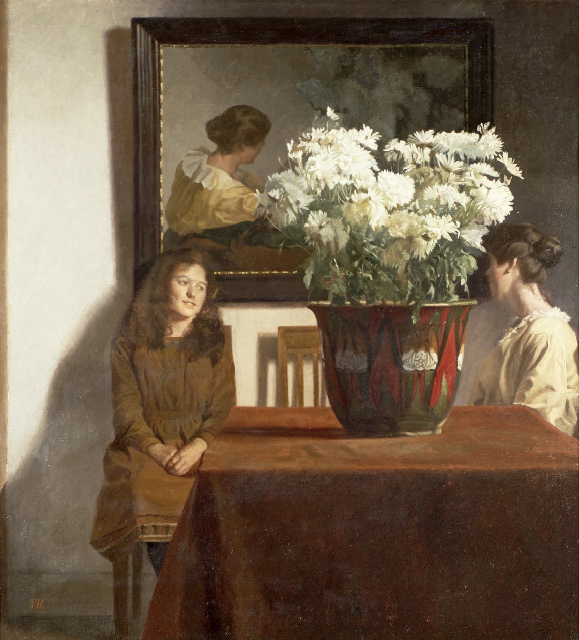 Figurák fehér krizantém tállal alkotó: Gustav Wilhelm Blom