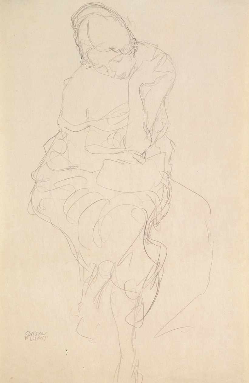 A széken ülő személy elölnézete alkotó: Gustav Klimt