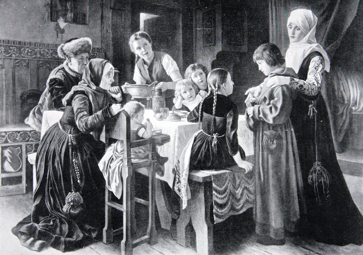 Luther Márton gyermekkora, illusztráció a "The History of the Nation"-ból. alkotó: Gustav Adolph Spangenberg