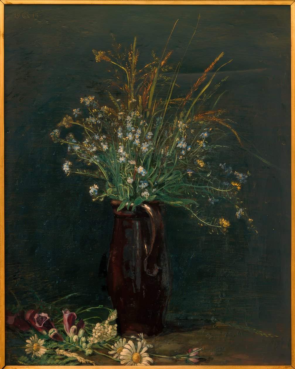 Nefelejcs csendélet alkotó: Gustav Crecelius