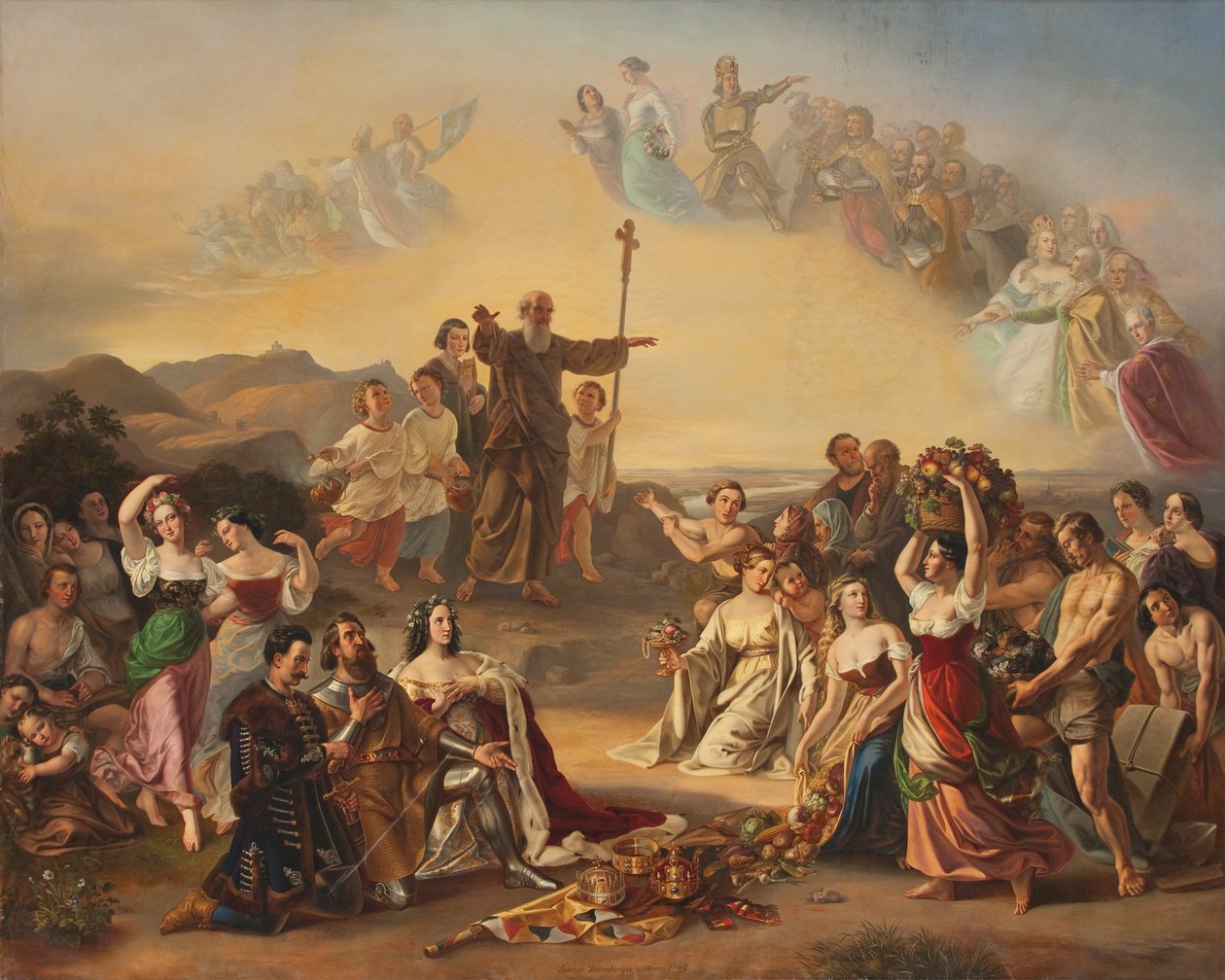 Szent Severin megáldja Ausztria országát alkotó: Gustav Dittenberger