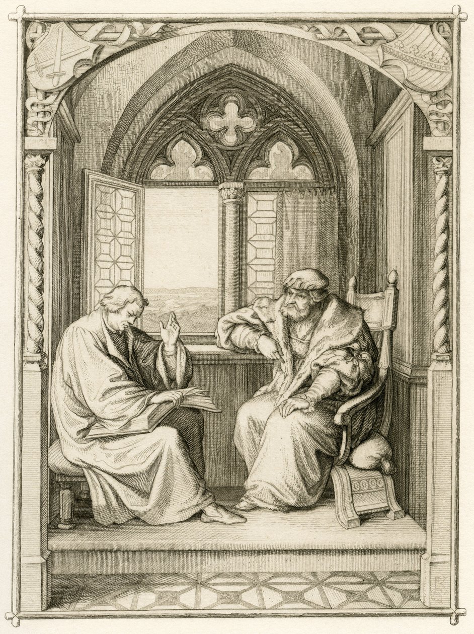 Luther felolvas Johann dem Bestaendigen választófejedelemnek (Jean I de Saxe alkotó: Gustav Ferdinand Leopold Konig