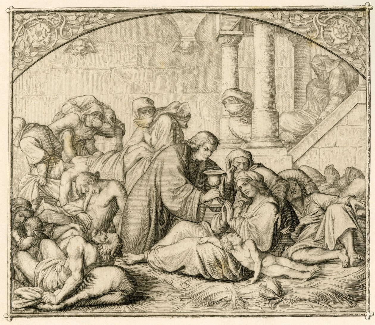 Luther kártevő betegekkel Wittenbergben alkotó: Gustav Ferdinand Leopold Konig