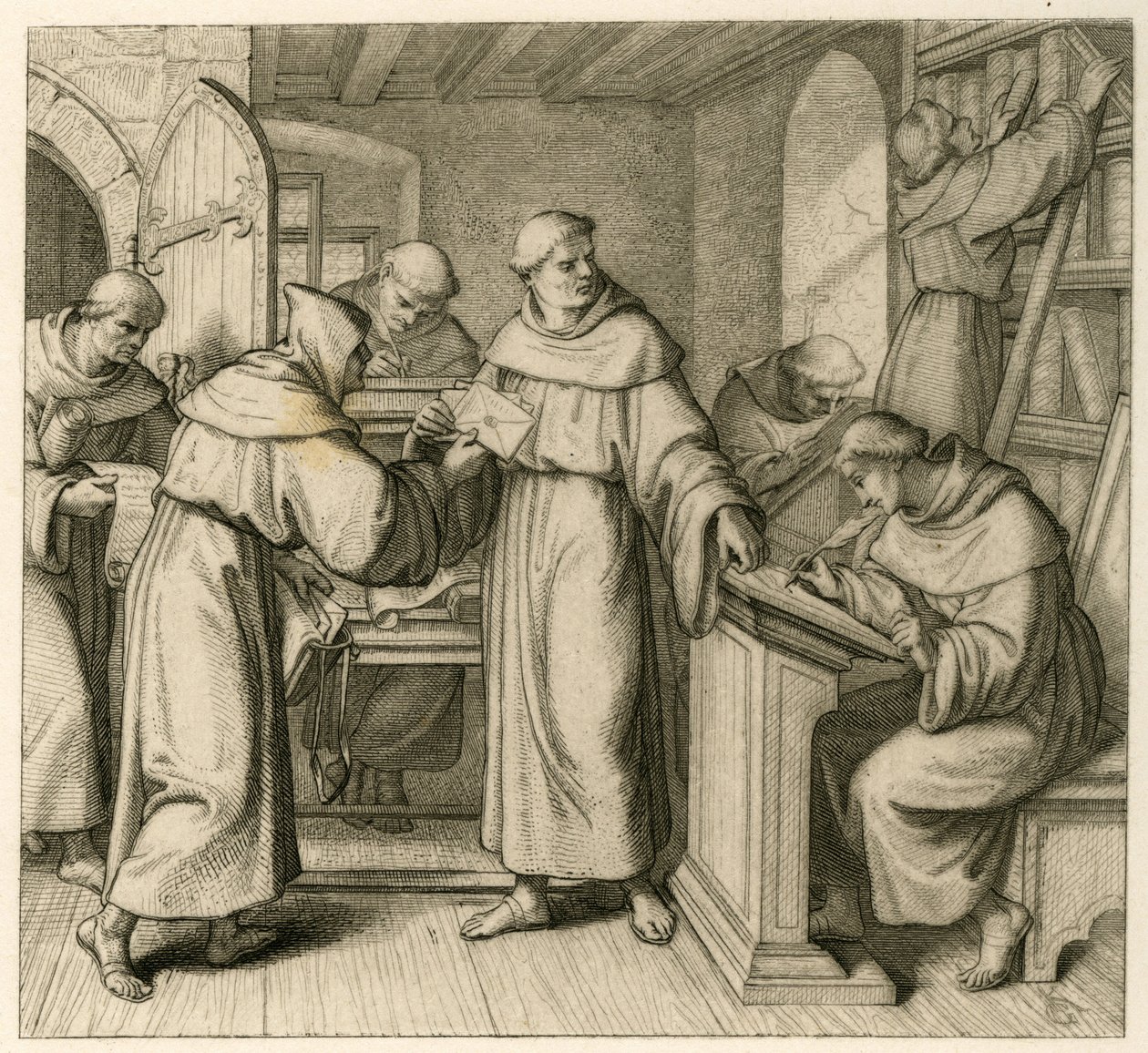 Martin Luther as a Vicar-General of the Augustiner monastery. Illustration from: "" Dr. Martin Luther the German Reformer "" , illustrated by Gustav Koenig, published by Rudolf Besser, Gotha alkotó: Gustav Ferdinand Leopold Konig