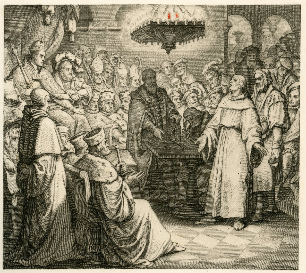Luther Márton Károly császár előtt, mellette testvére, Ferdinánd alkotó: Gustav Ferdinand Leopold Konig