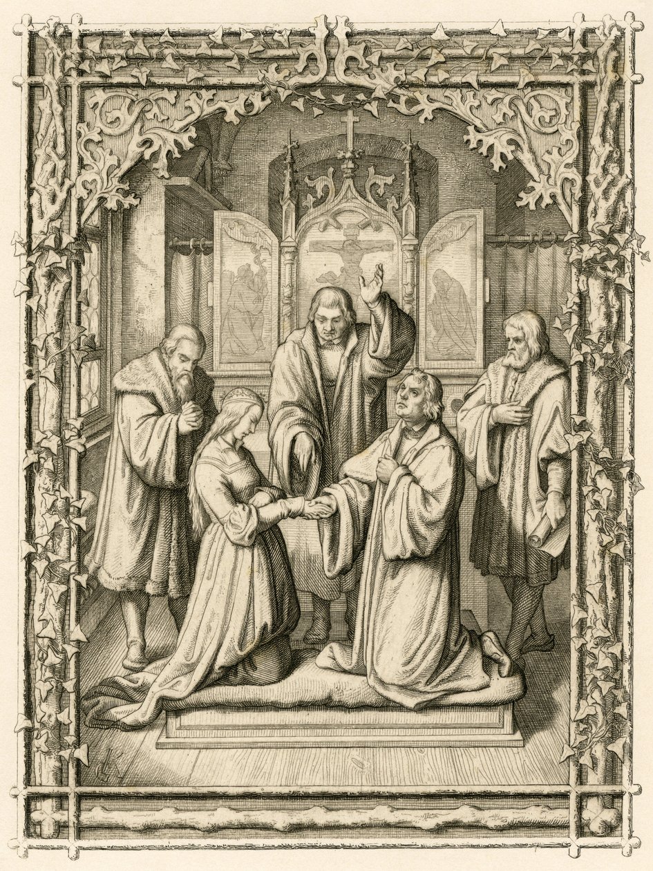 Martin Luther és Katharina von Bora (Catherine de Bore) esküvője alkotó: Gustav Ferdinand Leopold Konig