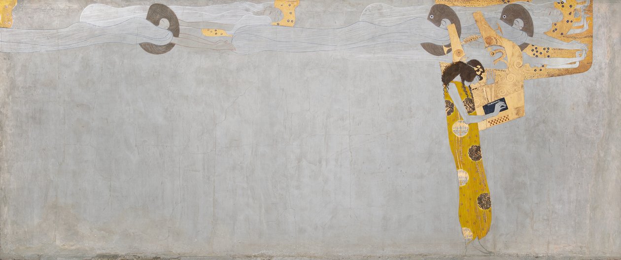 Beethoven Frieze: A boldogság utáni vágy a költészetben talál kielégülést - 7. tábla, jobb oldali hosszú fal alkotó: Gustav Klimt