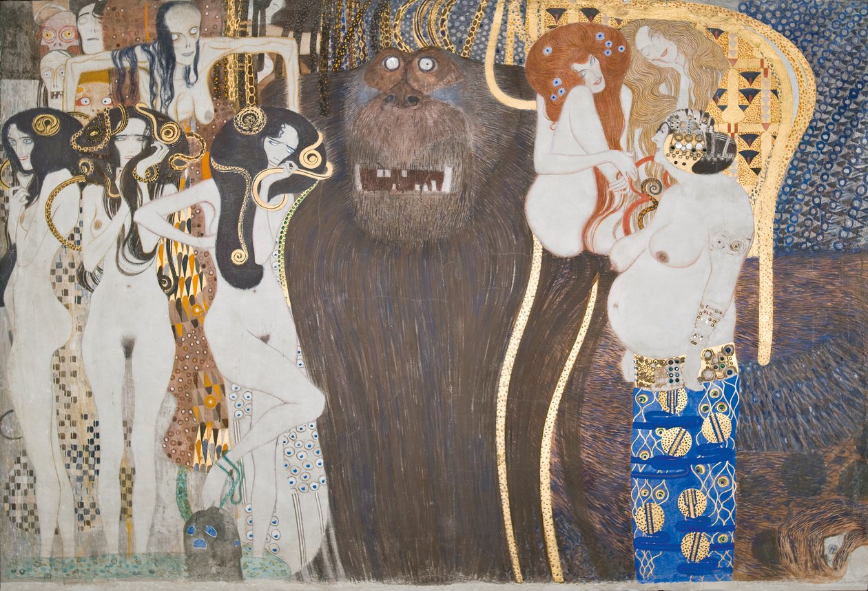 Beethoven Frieze: Az ellenséges erők – 1. panel, elülső fal alkotó: Gustav Klimt
