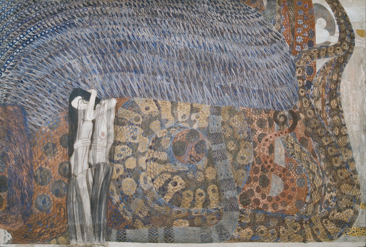 Beethoven Frieze: Az ellenséges erők – 2. panel, elülső fal alkotó: Gustav Klimt