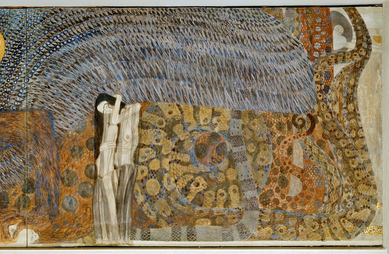 Beethovenfrieze, a marcangoló bánat megszemélyesítője alkotó: Gustav Klimt