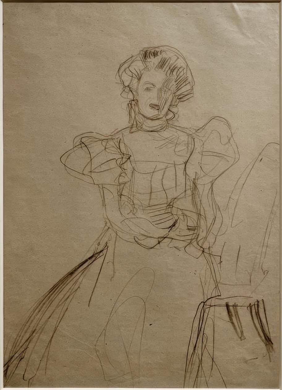 Portré Sonja Knips - Székben ülve szemből alkotó: Gustav Klimt