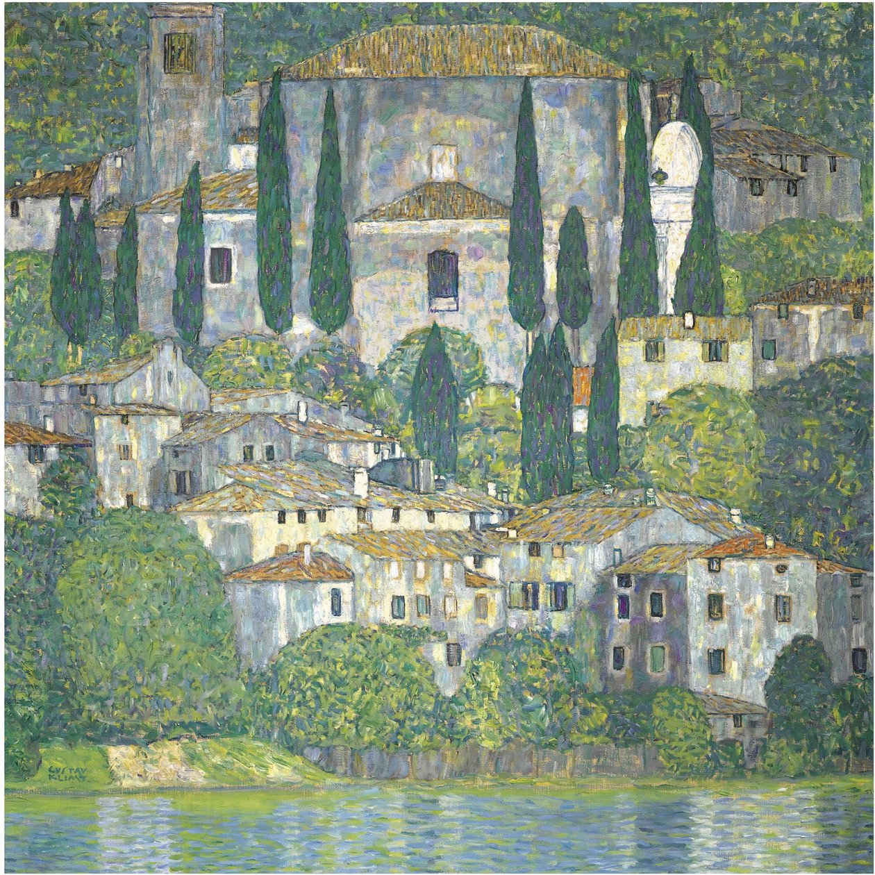 Church in Cassone (Landscape with Cypresses) alkotó: Gustav Klimt