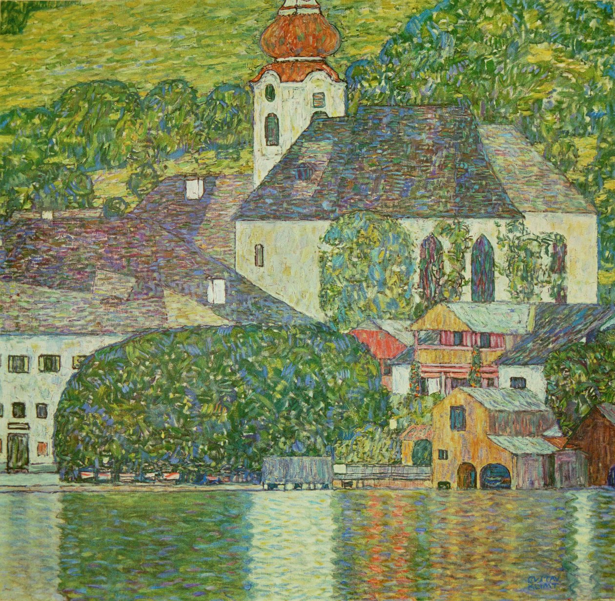 Unterachi templom az Attersee-tónál (festmény vászonra) alkotó: Gustav Klimt