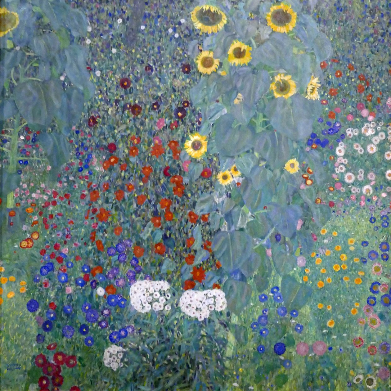 Víkendház kert napvirágokkal alkotó: Gustav Klimt