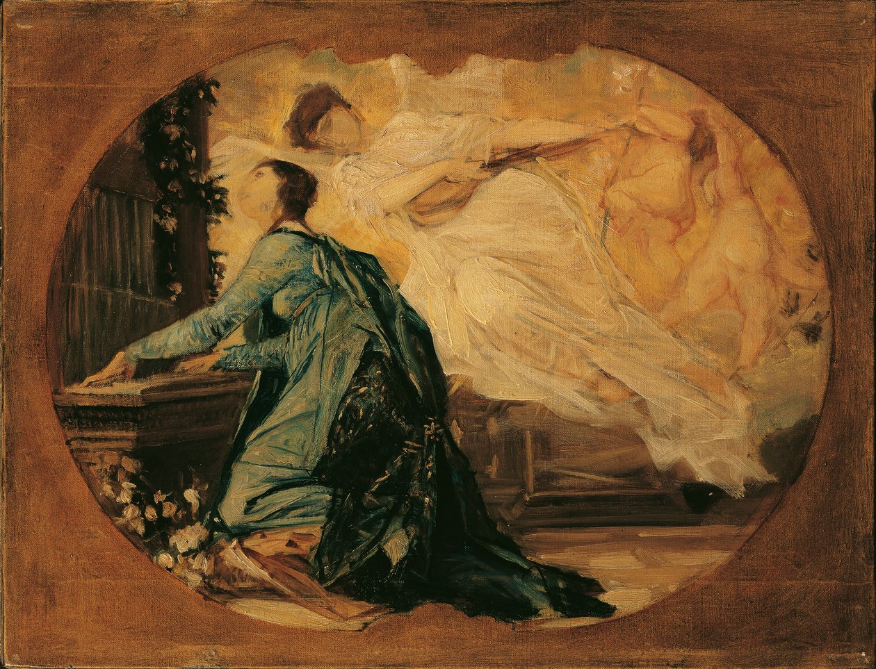 Tervezet a zene allegóriájához (orgonista) alkotó: Gustav Klimt