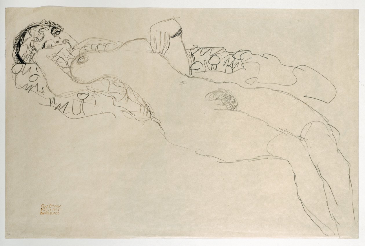 Női akt balra fordult alkotó: Gustav Klimt