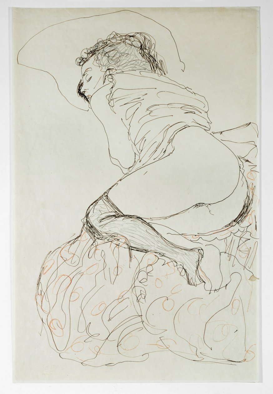 Női akt, balra fordult alkotó: Gustav Klimt