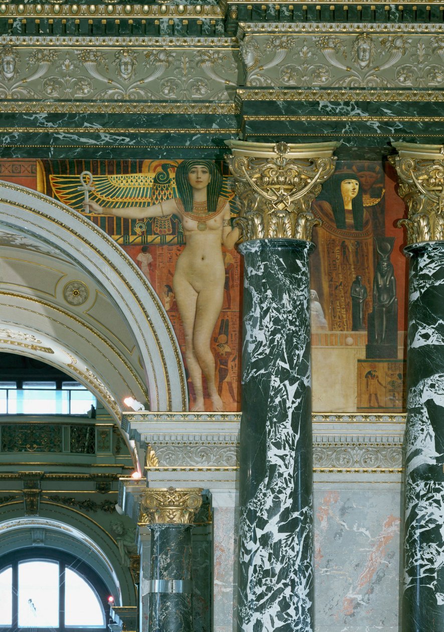 Freskó a bécsi Kunsthistorisches Museumban, Egyiptomi művészet, részlet 1891 körül (freskó) alkotó: Gustav Klimt